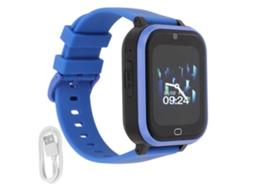 Relógio inteligente infantil 4G com função de chamada de vídeo, tela sensível ao toque à prova d'água, relógio GPS com câmera, bicicleta elétrica Blue Ly