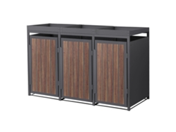 Abrigo Ml-design Para 3 Cubos Do Lixo 240l Aço Antracite-carvalho Escuro Teto Com Floreira