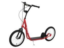 Trotinete com Guiador Ajustável 2 Pneus de Borracha Insufláveis com Travagem Dupla e Rodas 16" 139x58x90 96 Cm Vermelho Ge