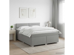 Vidaxl Cama Box Spring Com Colchão Cinzento-claro 160 X 200 Cm Tecido