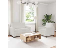 Vidaxl Conjunto De Sofás 2 Pcs Creme Poliéster