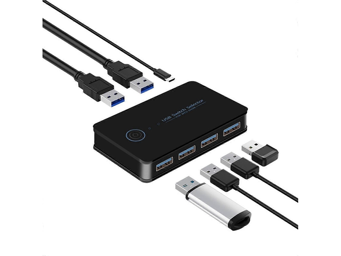 Comutador KVM USB de 2 entradas/4 saídas. Comutador USB compartilhado para laptop, PC, teclado, mouse, impressora e adaptador USB. Slowmoose