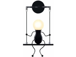 Luminária de parede Nova Line infantil, ferro forjado, estilo boneca, preto, para sala e quarto | S/MARCA