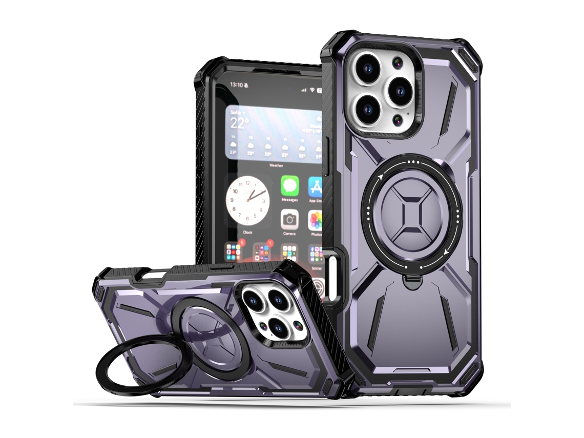 Capa Para Celular Com Revestimento Dourado E 1 Anel Magnético.roxo Claro - Iphone 11 Pro Max