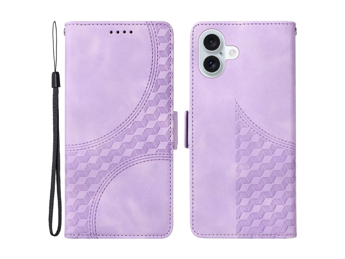 Capa Em Couro Pu, Para Apple Iphone 16 Plus Cor Roxo