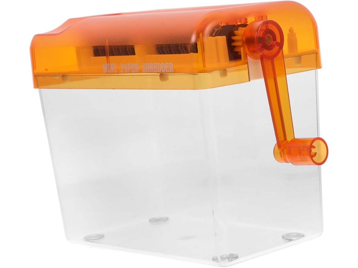 Mini Destructeur De Documents Manuel Orange, Outil De Découpe De Papier Compact Bac Transparent,