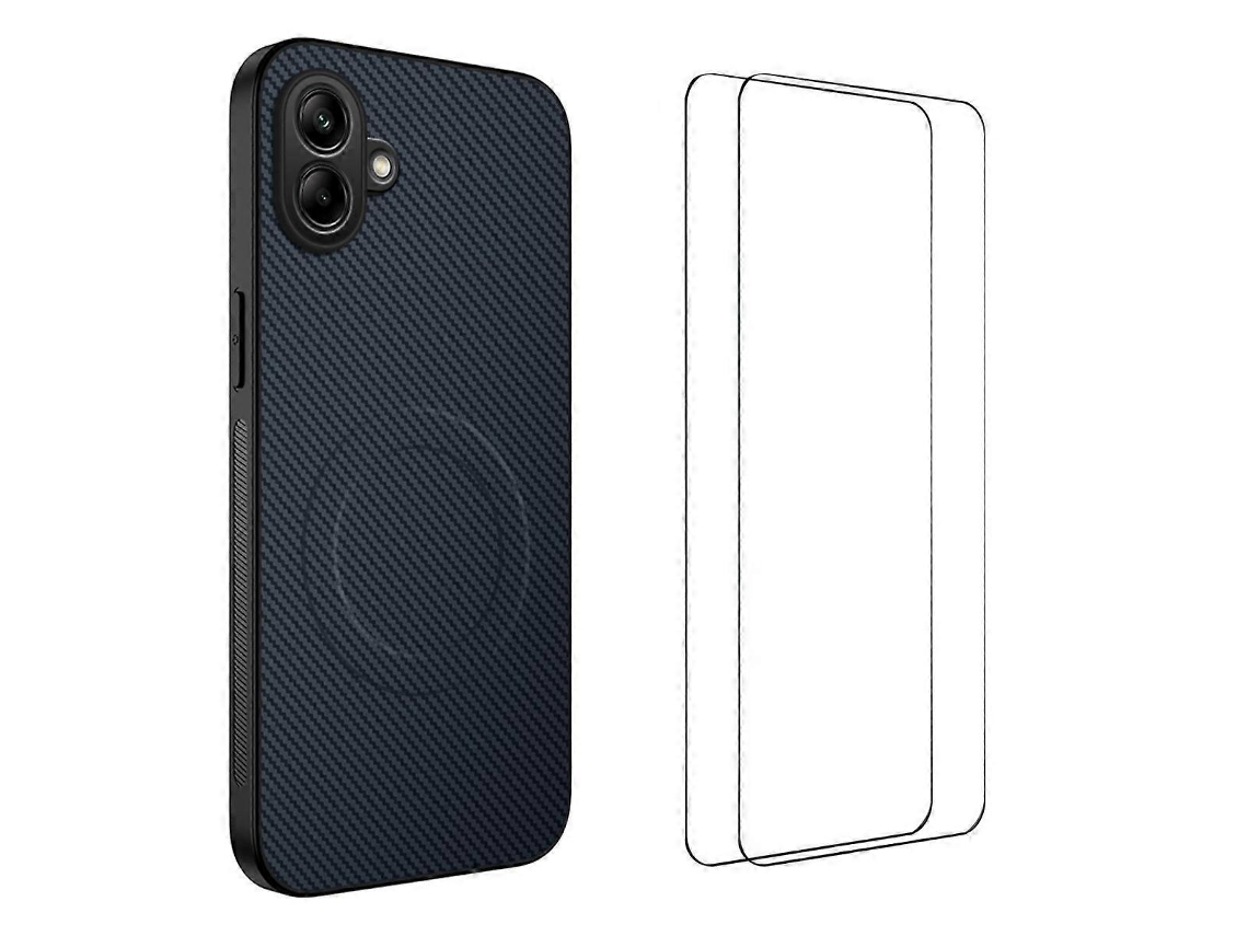Capa Magnética Wanlonfeng Tq1 Series Com Textura De Fibra De Carbono E Tpu Para Samsung Galaxy A06 5g Com 2 Películas De Tela Safira