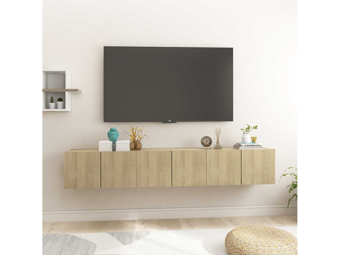 Vidaxl Móveis De Tv Para Parede 3 Pcs 60x30x30 Cm Carvalho Sonoma