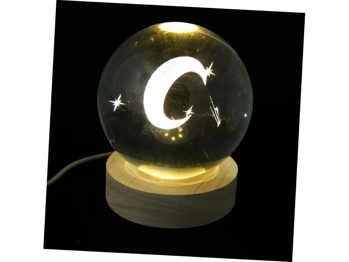 Luminária Noturna Holibanna Em Formato De Bola Cristal Com Base