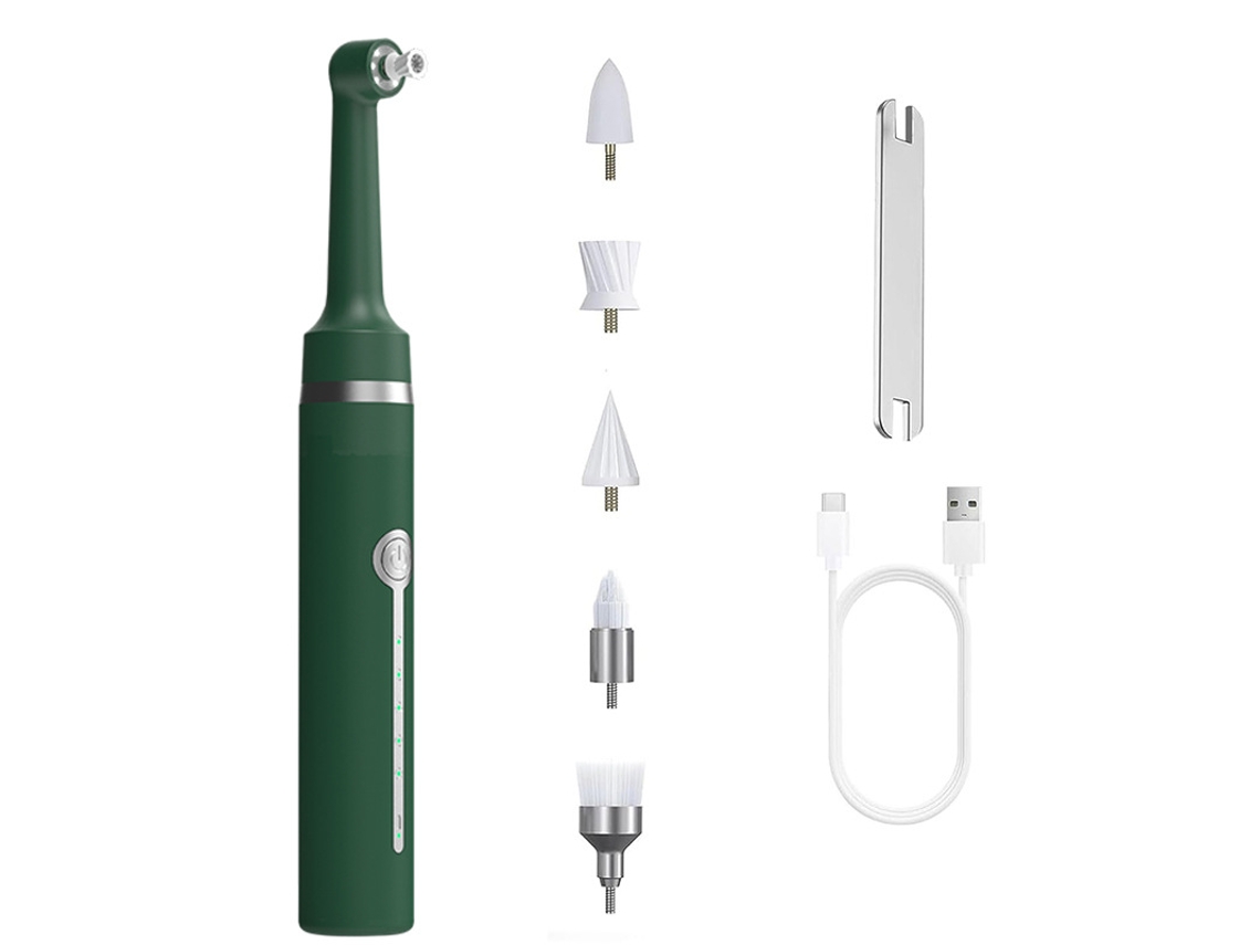 Polidor De Dentes, Para Limpeza E Branqueamento Dentário, Recarregável, Com 5 Cabeças De Escova, 5 Modos ,luz Led. Verde Hexinyigjly