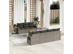 Jogo de Sofá Jardim 8 Peças C/ Almofadões Vime Pe Cinza Dkd Home Decor