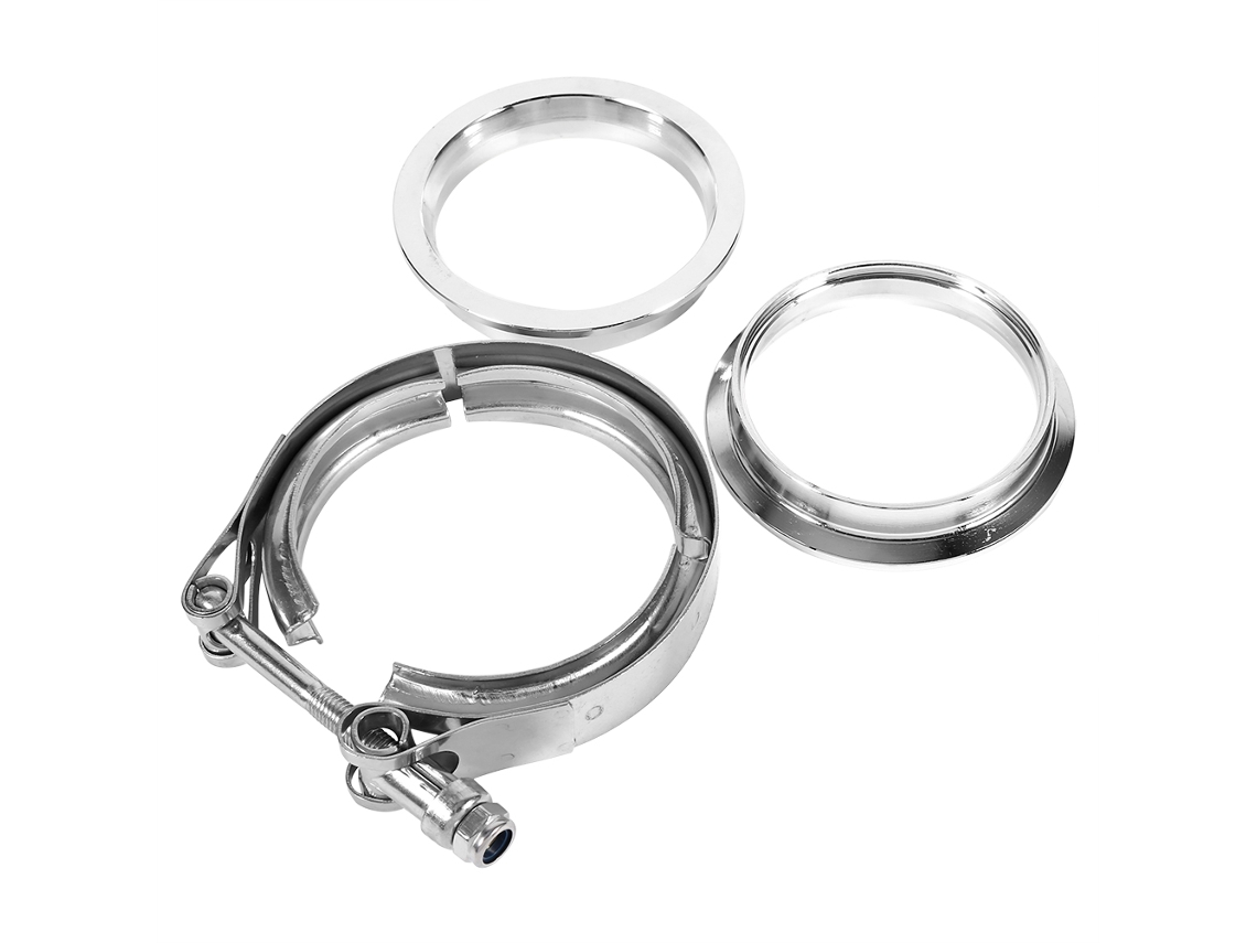 Braçadeira V-band De Aço Inoxidável De 3 Polegadas Com 2 Flanges Para Tubo De Escape Turbo