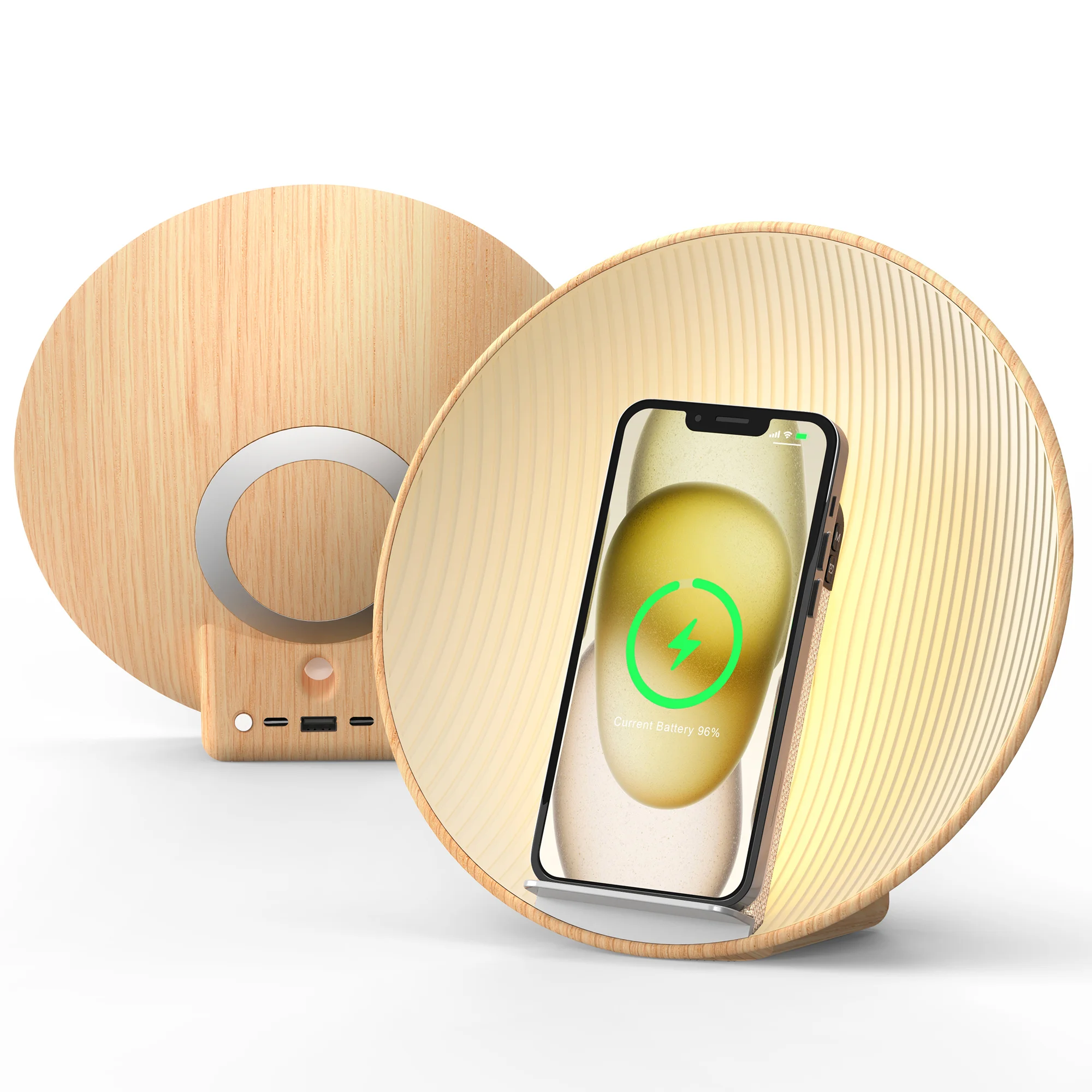 Smart Sunrise Despertador Carregador Sem Fio 15w Alto falante Luz Ajustável MDUG (laranja)