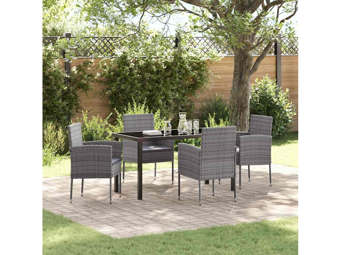 Vidaxl Conjunto De Jantar Para Jardim 5 Unid. Cinzeto Vime Pe