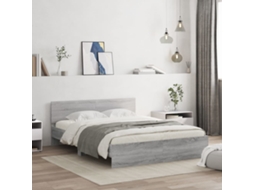 Estrutura Cama C/ Cabeceira/luzes Led 160x200cm Cinzento Sonoma