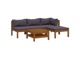 vidaXL 5 pcs conjunto lounge de jardim com almofadões acácia maciça