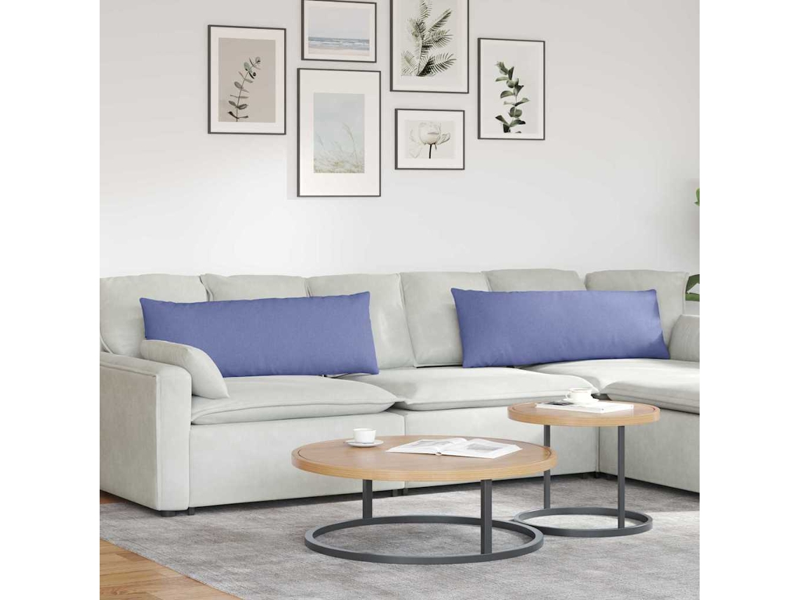 Vidaxl Travesseiros De Sofá 2 Unid. Tecido Azul Jeans 120 X 40 Cm