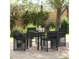 Vidaxl Conjunto de Jantar para Jardim 5 Pcs Preto Vime Pe