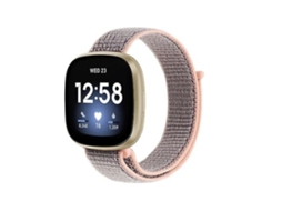 Pulseira De Relógio Lurelia Para Fitbit Versa 3 Nylon Loop Rosa Areia