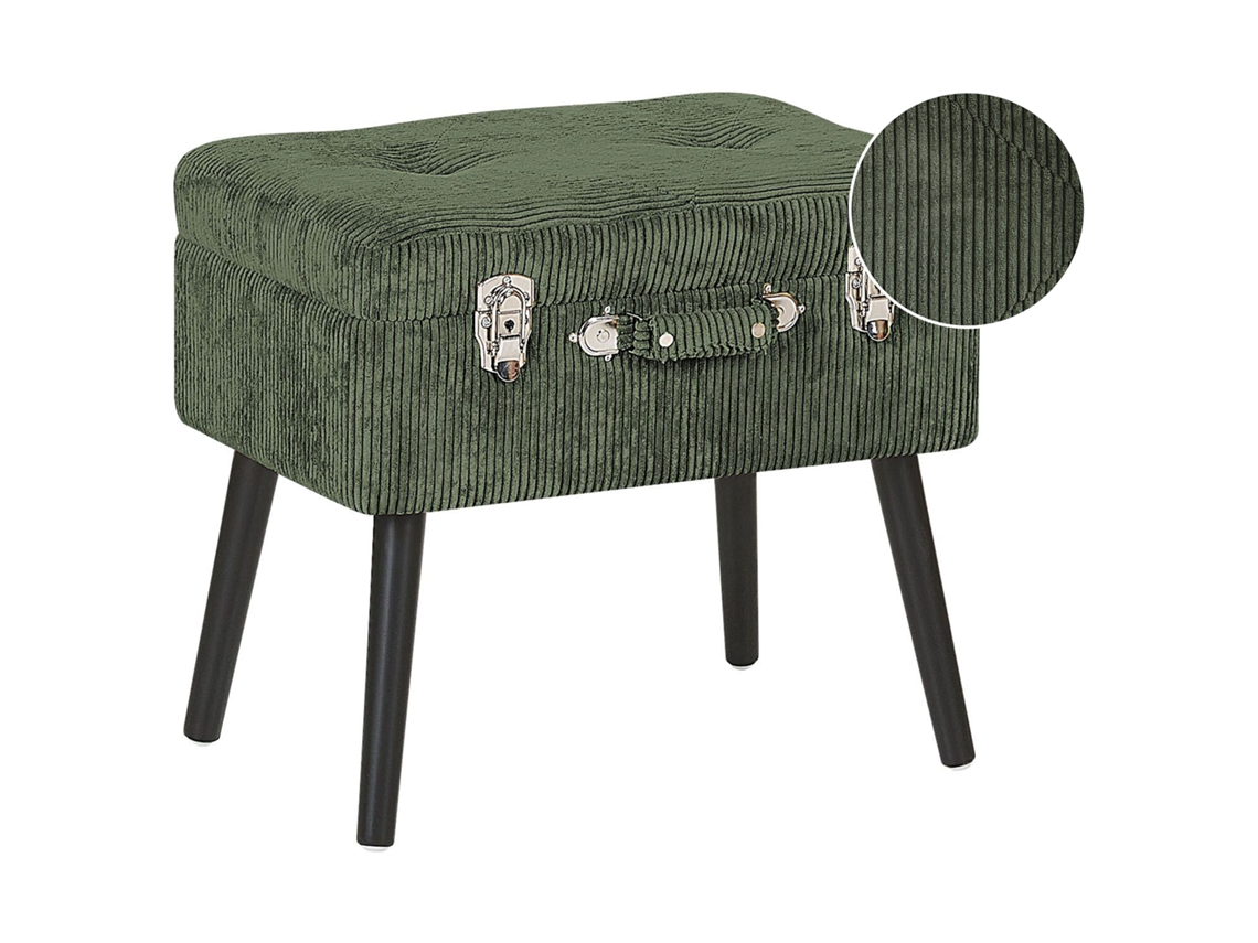 Tamborete Vintage Em Formato De Mala Beliani Mallard De Bombazine Verde Escuro 52x36x46
