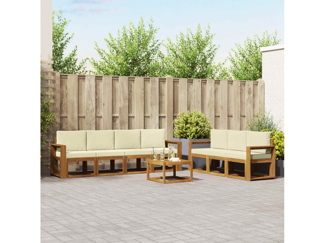 Vidaxl Conjunto De Sofás Para Exterior 8 Pcs Natural E Creme
