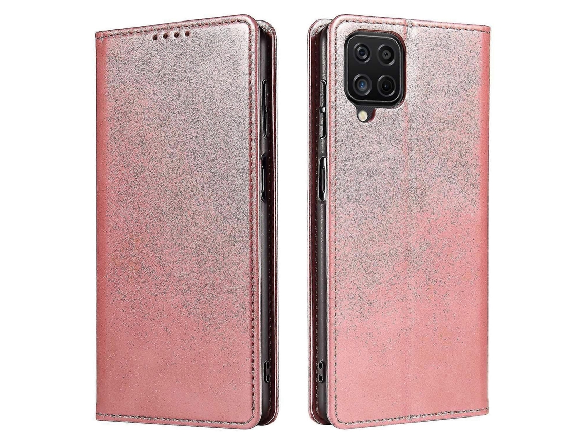 Capa Carteira Flip Em Couro Sintético Com Suporte, Textura De Bezerro E Fecho Magnético Para Samsung Galaxy A12.