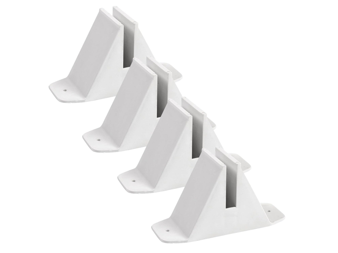 Kit de 4 Suportes de Plástico para Cercas de Jardim, com Dispositivo Anti tombamento Robusto e Design Branco, Que CHABERLU