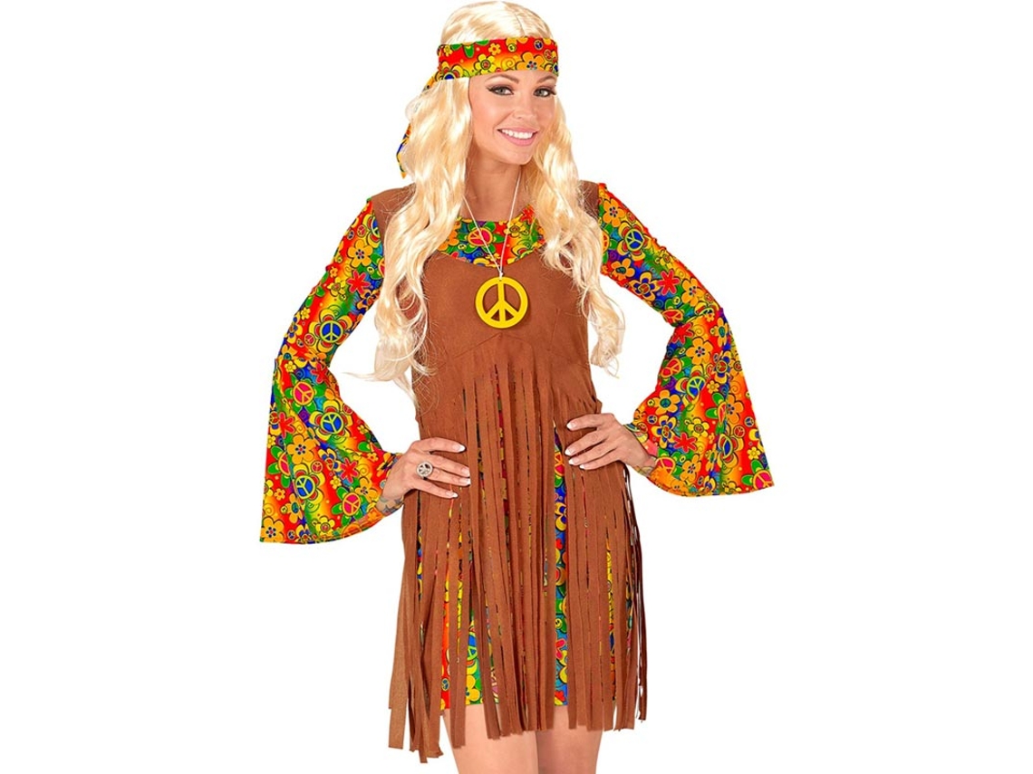 Fato de menina hippie com franjas longas para mulher