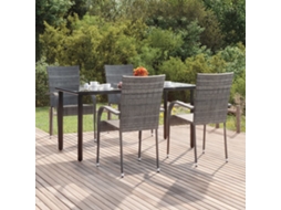 Vidaxl 5 Pcs Conjunto De Jantar P/ Jardim Vime Pe Cinzento