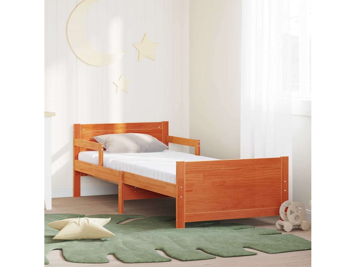 Vidaxl Estrutura De Cama Com Colchão Extensível Castanho 80 X 200 Cm