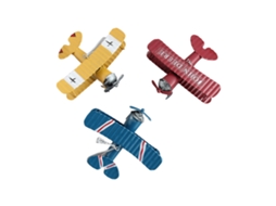 Ornamentos Aéreos Retrô Amarelo Vermelho Azul 3 Peças