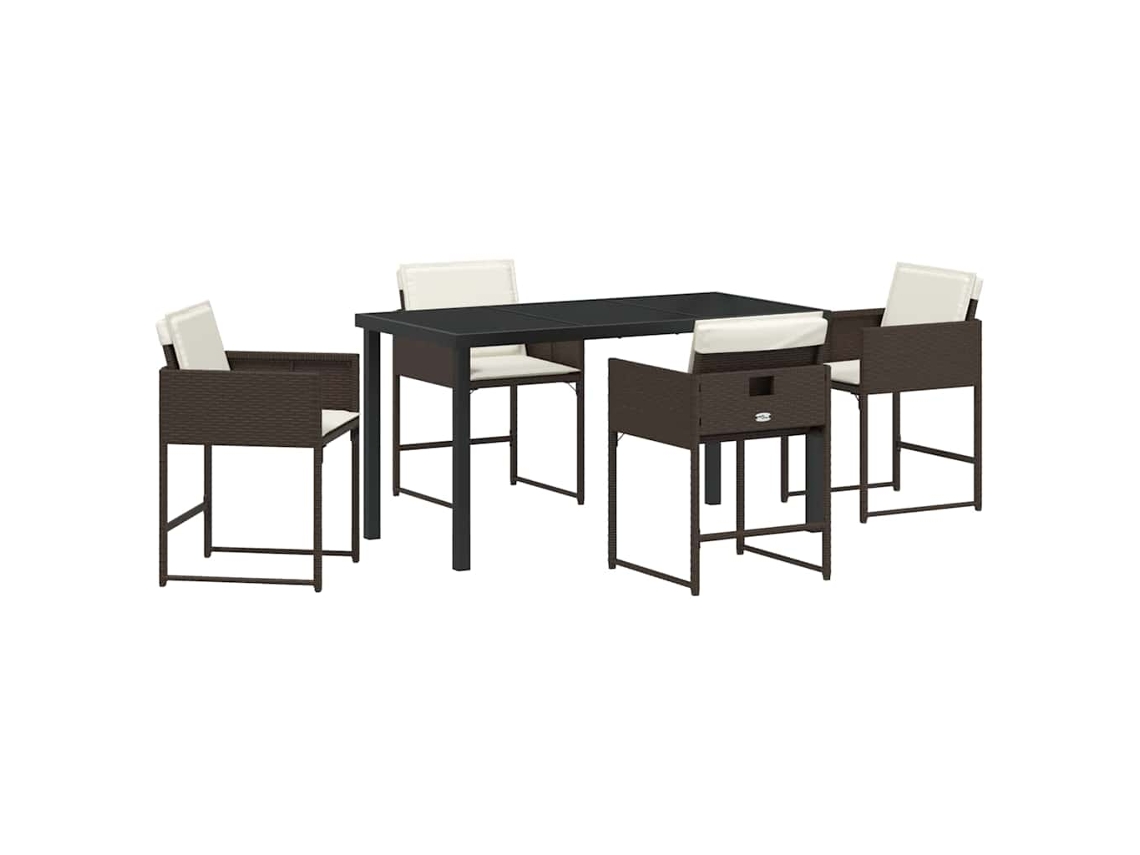Conjunto de Jantar para Jardim 5 Pcs Castanho Vime Pe MAISON EXCLUSIVE