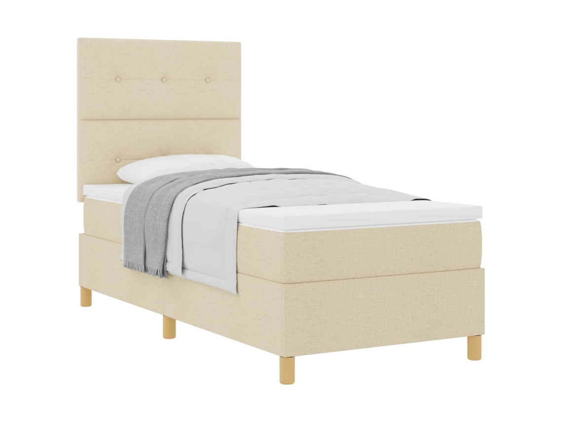 Conjunto 1 Cama Box Vidaxl Creme Tecido (100 X 200 Cm)
