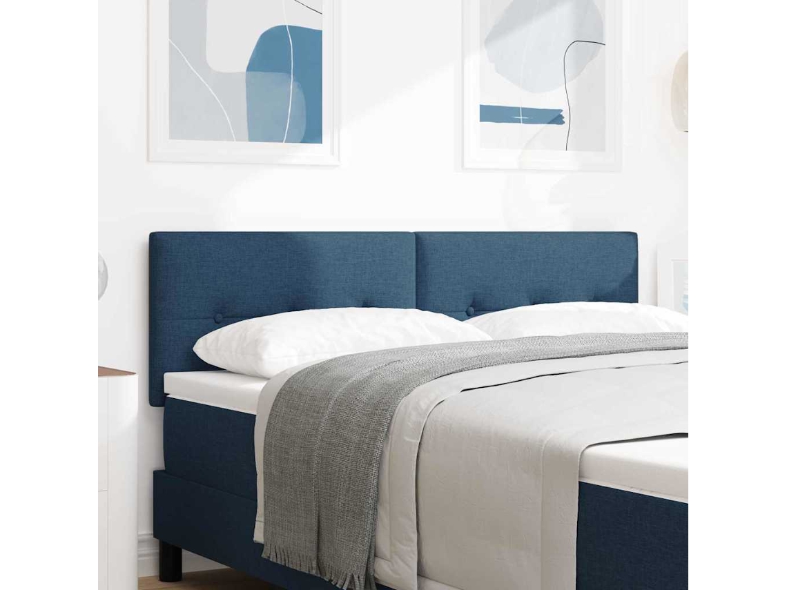 Vidaxl Cabeceira Led Com Fitas Led Com Cabeceira Azul 144 Cm Tecido