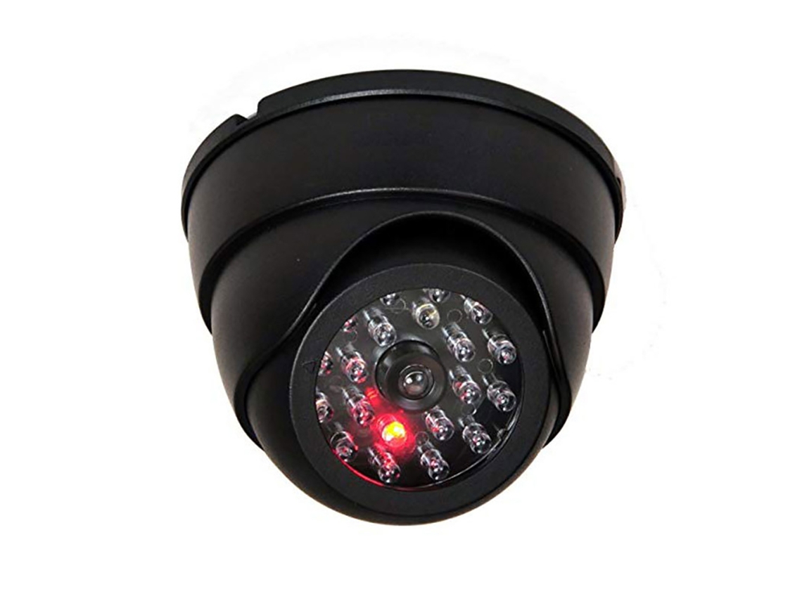Câmara Dummy CCTV Falsa de Segurança Exterior com Luz LED Piscante Dome Simulação