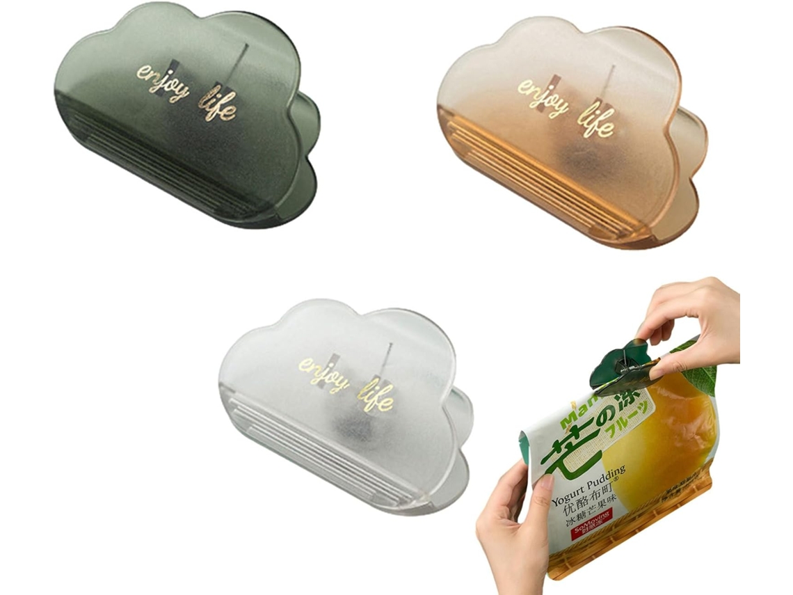 Conjunto De 3 Prendedores Magnéticos Herméticos Para Sacos Alimentos, Com Fecho Largo Para Alimentos E Embalagens Em
