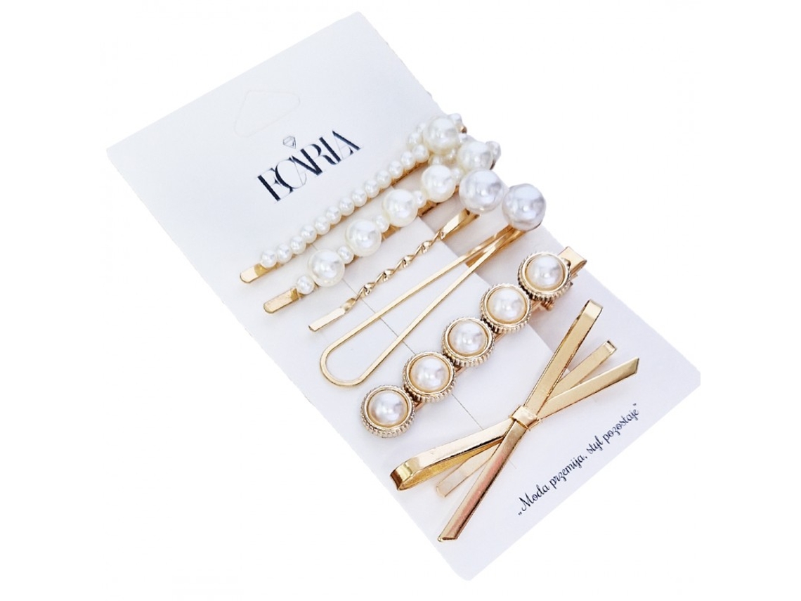 Luxurious Gold Toned Hair Accessories Set, Pack Of 4 Ecarla