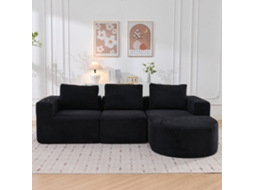 Conjunto de mesa e cadeiras, 85cm, 4 cadeiras com encosto alto, costura em losango, preto e transparente NOVELA