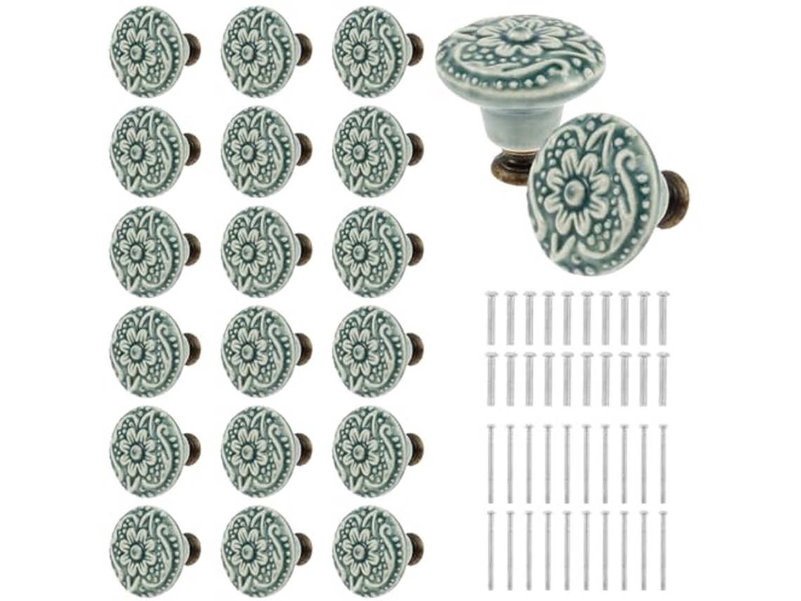 Conjunto de 20 Puxadores em Cerâmica Estilo Vintage BRILVIBERA
