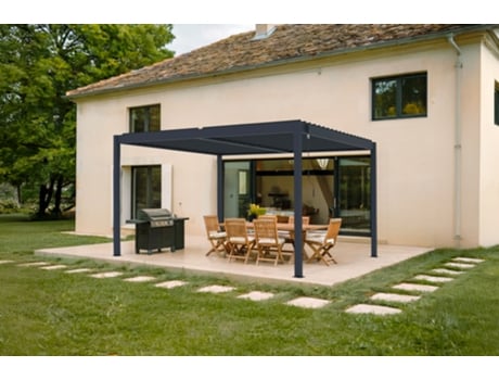 Pérgola Bioclimática Autoportante Em Alumínio Cinza Piana 4x3m
