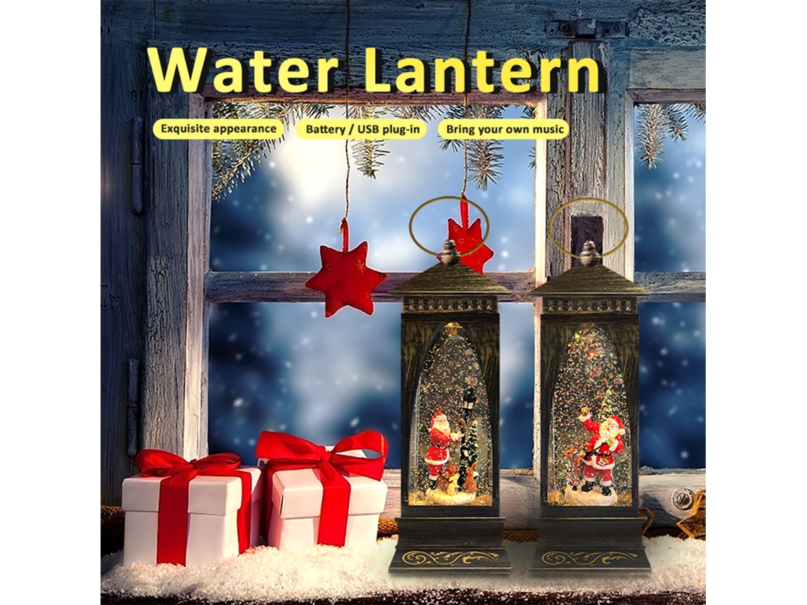 Lâmpada de Neve Musical com Glitter para Natal Decoração Ambiente Luz com Timer Usb e Bateria S/MARCA
