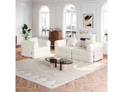 design Patenteado Sofá-cama Chenille 2 Em 1 Com Compartimento No Braço, Três Estruturas Metálicas E Múltiplas Configurações.