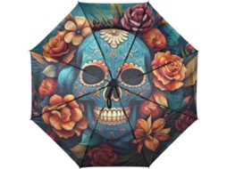 Guarda-Chuva de Viagem Automático com Design Caveira Resistente | S/MARCA