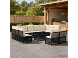Vidaxl Conjunto De Sofá De Jardim 12 Unid. Preto Vime Pe