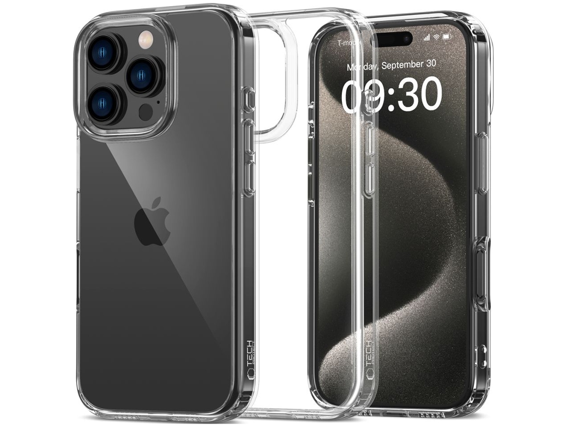 Capa Protetora Híbrida TECH PROTECT Flexair Para Iphone 16 Pro, Transparente, Resistente A Quedas