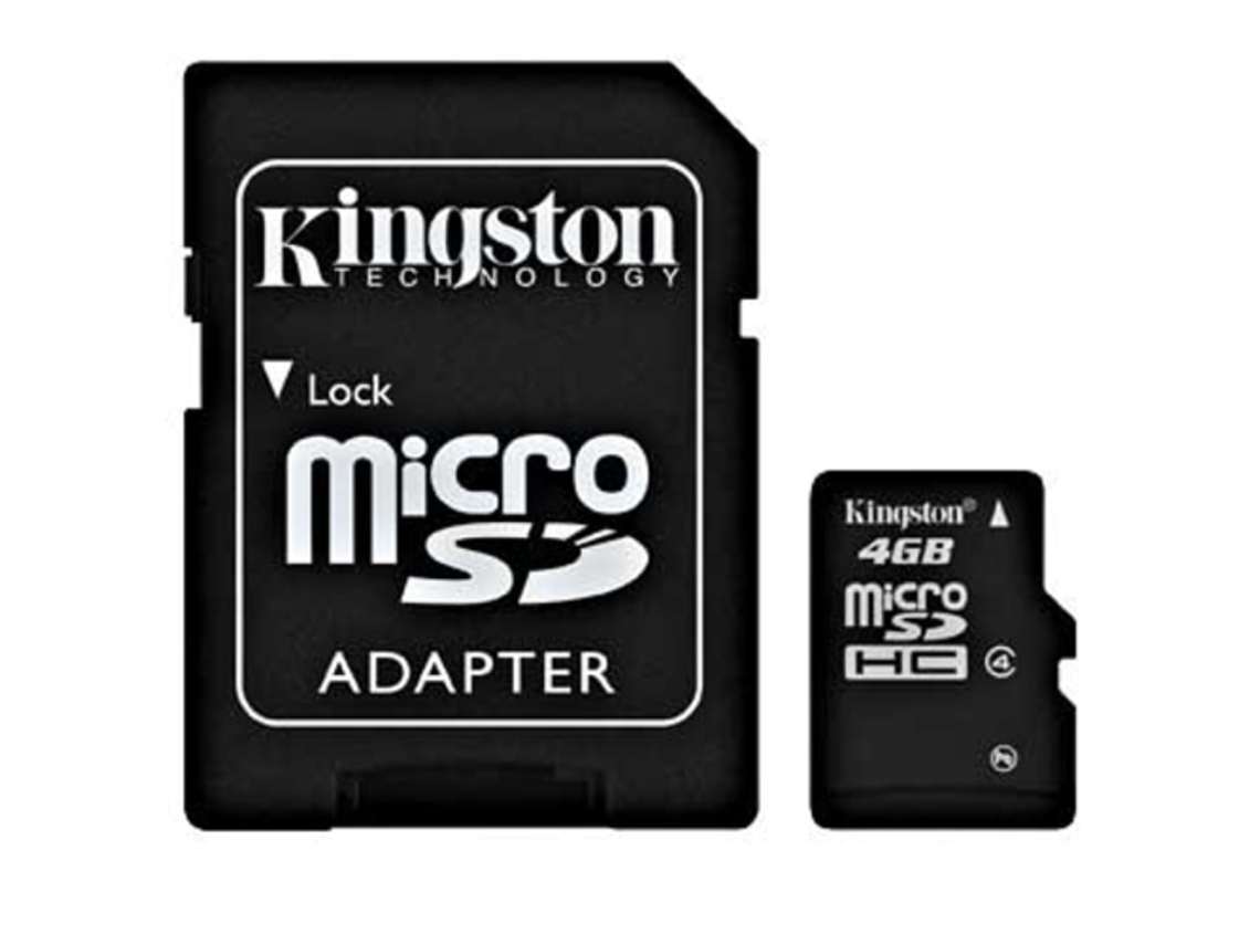 Cartão De Memória Microsd 4gb Adaptador | Velocidade 100mb/s | Classe 10 Uhs I | Full Hd Kingston Sd001 Preto