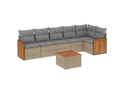 Maison Exclusive - 7 Pcs Conjunto De Sofás P/ Jardim Com Almofadões Vime Pe Bege
