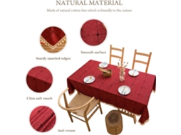 Lurelia Toalha De Mesa Quadrada Algodão Linho Natural Impermeável Natal Macio