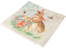 Capa de Almofada Páscoa com Estampa Floral em Linho para Sofá, Carro e Decoração. CHABERLU