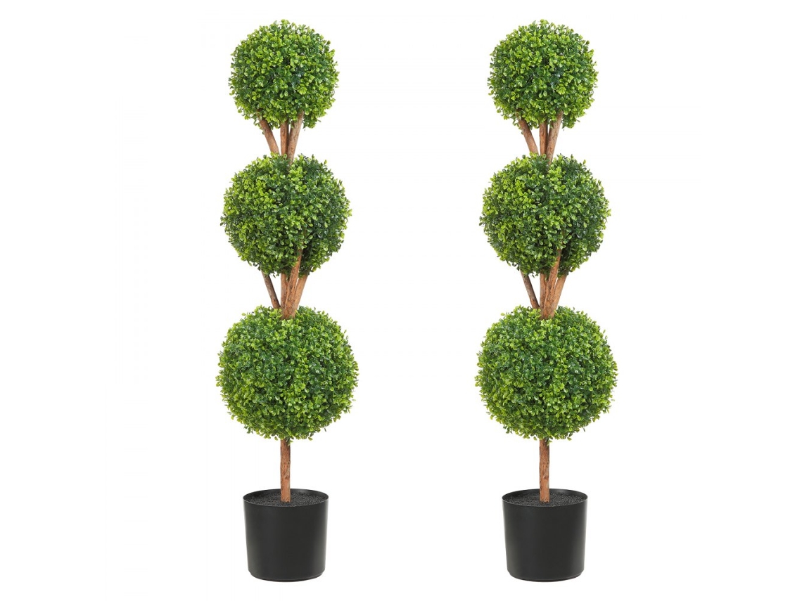 Conjunto De Topiárias Artificiais 122cm Com Leds Para Jardim E Entrada Tekmaquinas